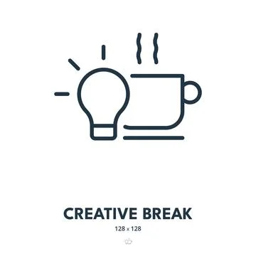 Creative Break Icon. Creativity, Relaxation, Taking a Break. Editable Stroke Stock Illustration