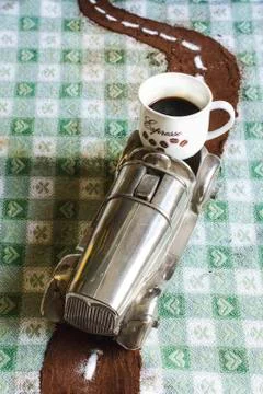 Creative breakfast with coffe Stock Photos