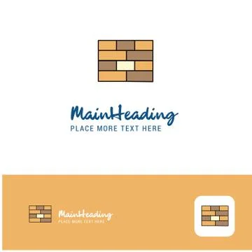 Creative Bricks wall  Logo Design. Flat color Logo place for Tagline. Vector  Stock Illustration