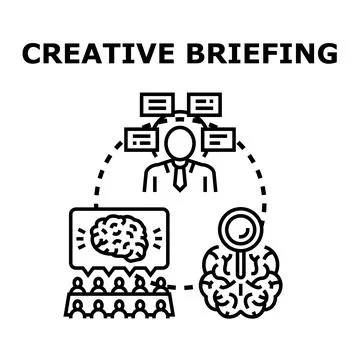 Creative briefing explaining new ideas brainstorming session Stock Illustration