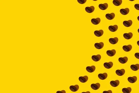 Creative bright collage of real macro photos of selected coffee beans. Stock Photos