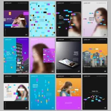 Creative brochure templates with colorful elements, rectangles, gradient Illustrazione stock