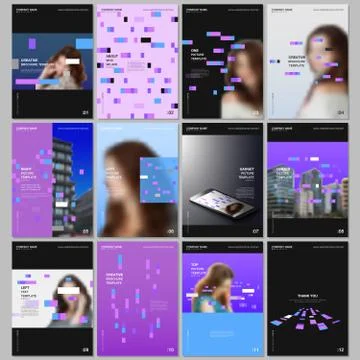 Creative brochure templates with colorful elements, rectangles, gradient Illustrazione stock