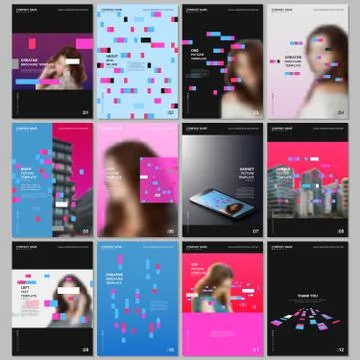 Creative brochure templates with colorful elements, rectangles, gradient Illustrazione stock