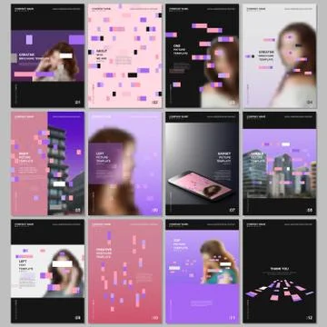 Creative brochure templates with colorful elements, rectangles, gradient Illustrazione stock