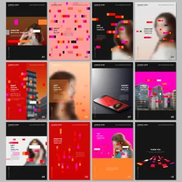 Creative brochure templates with colorful elements, rectangles, gradient Illustrazione stock