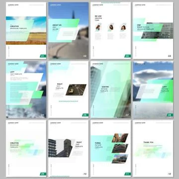 Creative brochure templates with colorful gradient geometric background. Green Illustrazione stock