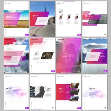 Creative brochure templates with colorful gradient geometric background. Red Stock Illustration