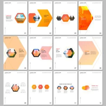Creative brochure templates with colorful hexagonal design background, hexagon Stock Illustration
