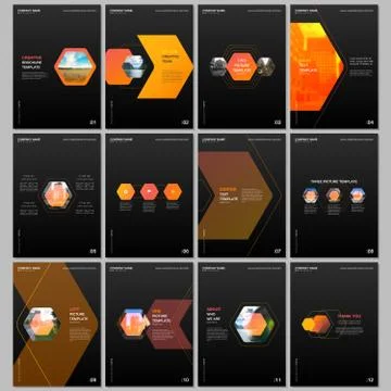 Creative brochure templates with colorful hexagonal design background, hexagon Stock Illustration