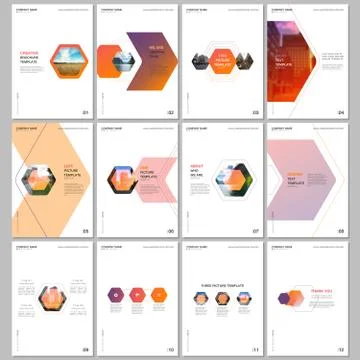 Creative brochure templates with colorful hexagonal design background, hexagon Stock Illustration