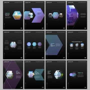 Creative brochure templates with colorful hexagonal design background, hexagon Stock Illustration