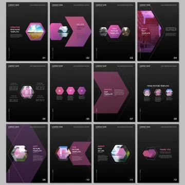 Creative brochure templates with colorful hexagonal design background, hexagon Stock Illustration