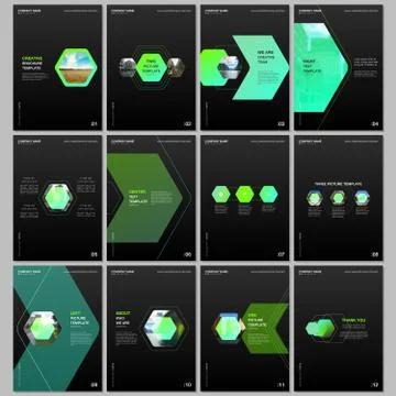 Creative brochure templates with colorful hexagonal design background, hexagon Stock Illustration