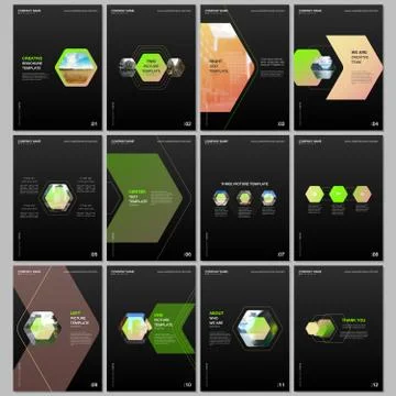 Creative brochure templates with colorful hexagonal design background, hexagon Stock Illustration