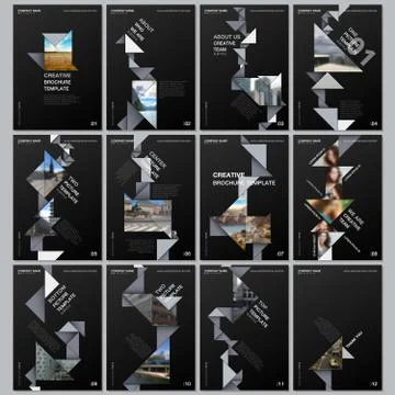Creative brochure templates with colorful triangle origami paper elements on 库存插图