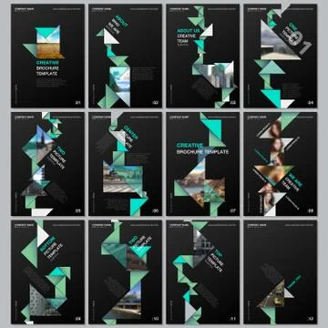 Creative brochure templates with colorful triangle origami paper elements on 库存插图