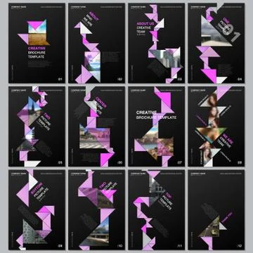 Creative brochure templates with colorful triangle origami paper elements on 库存插图