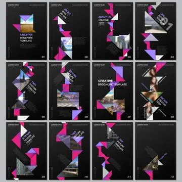 Creative brochure templates with colorful triangle origami paper elements on 库存插图