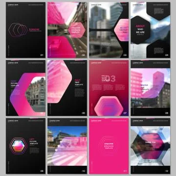 Creative brochure templates with hexagonal design pink color pattern background 스톡 일러스트