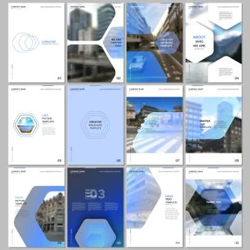 Creative brochure templates with hexagonal design blue color pattern background 스톡 일러스트