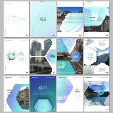 Creative brochure templates with hexagonal design blue color pattern background 스톡 일러스트