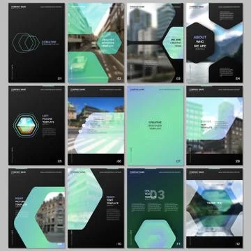 Creative brochure templates with hexagonal design green color pattern background 스톡 일러스트