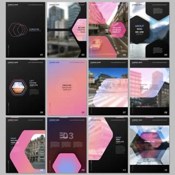 Creative brochure templates with hexagonal design pink color pattern background 스톡 일러스트