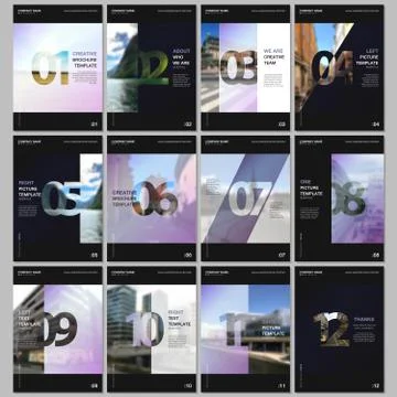Creative brochure templates with numbers. Easy to edit and customize. Covers Illustrazione stock