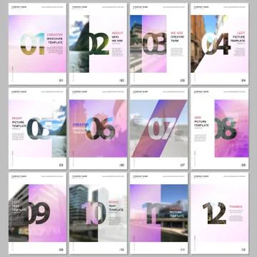 Creative brochure templates with numbers. Easy to edit and customize. Covers Stock Illustration