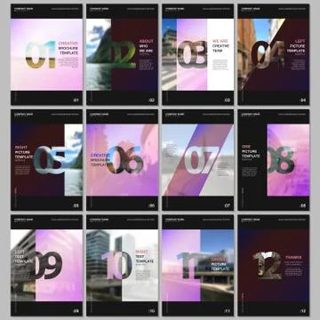 Creative brochure templates with numbers. Easy to edit and customize. Covers Stock Illustration