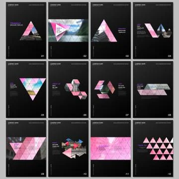 Creative brochure templates with triangular design background, triangle style Stock Illustration