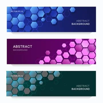 Creative brochures with gradient hexagon tiles. Modern design for poster, ban Stock Illustration