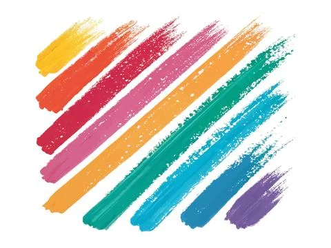 Creative brush stroke collection on white background with abstract painted li Illustrazione stock
