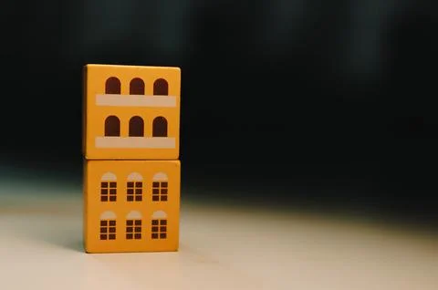 Creative building blocks display indoor setting minimalist design unique pe.. Stock Photos
