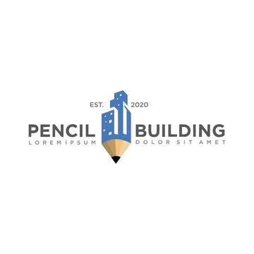Creative Building With Pencil Logo Design Vector Stock icon. Architect Logo Desi Stock Illustration