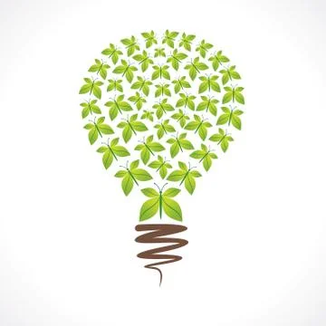 Creative bulb design with leaf butterfly design vector Stock-Illustration