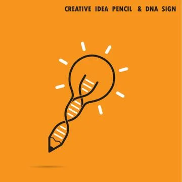 Creative bulb idea pencil concept and DNA symbol. Education and business conc Stock Illustration