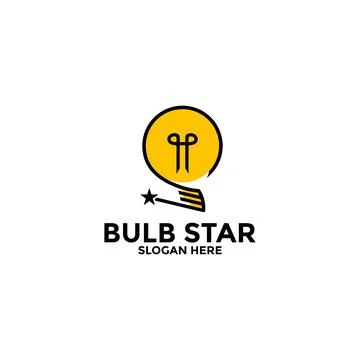 Creative bulb logo design with line art style, bulb with star logo template Stock Illustration