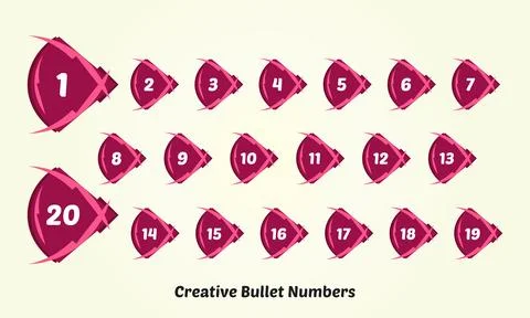 Creative bullet points numbers design from 1 to 20 Stock Illustration