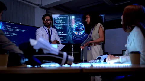 Creative business and engineering team reviewing product prototype Stock Footage 340562617