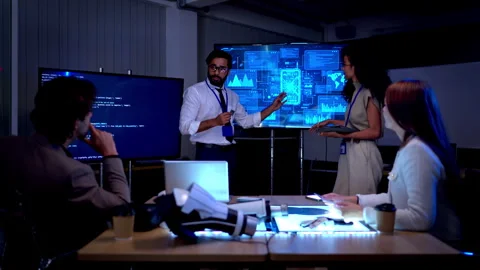 Creative business and engineering team reviewing product prototype Stock Footage 340564303