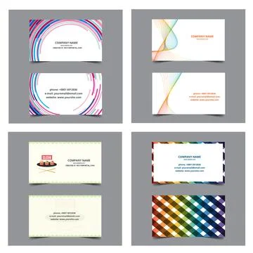 Creative Business Card Vector Templates with Abstract, Sushi, and Colorful .. Stock Illustration