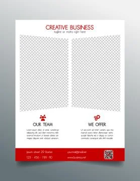 Creative business flyer template - red sleek simple modern design Stock Illustration