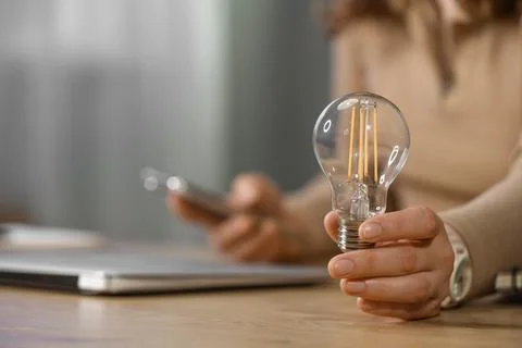 Creative business idea generation with LED light bulb, innovation and problem Stock Photos