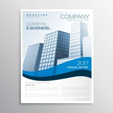 Creative business leaflet design with blue wave and space for your text Stock Illustration