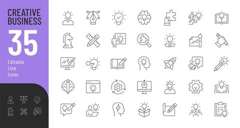 Creative Business Line Editable Icons set. Stock Illustration