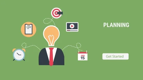 Creative Business Planning and Strategy Illustration with Icons Stock Footage 341922473