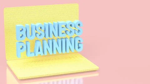 Creative Business Planning Concept On Laptop Screen With Pastel Background .. Stock Illustration