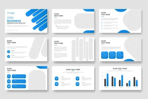 Creative business PowerPoint presentation slides template design. Use for m.. Stock Illustration